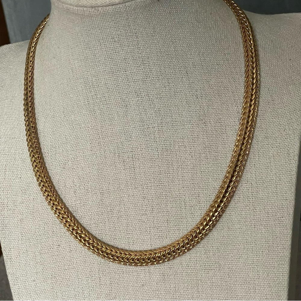Monet Gold-Tone Double Herringbone Chain Necklace